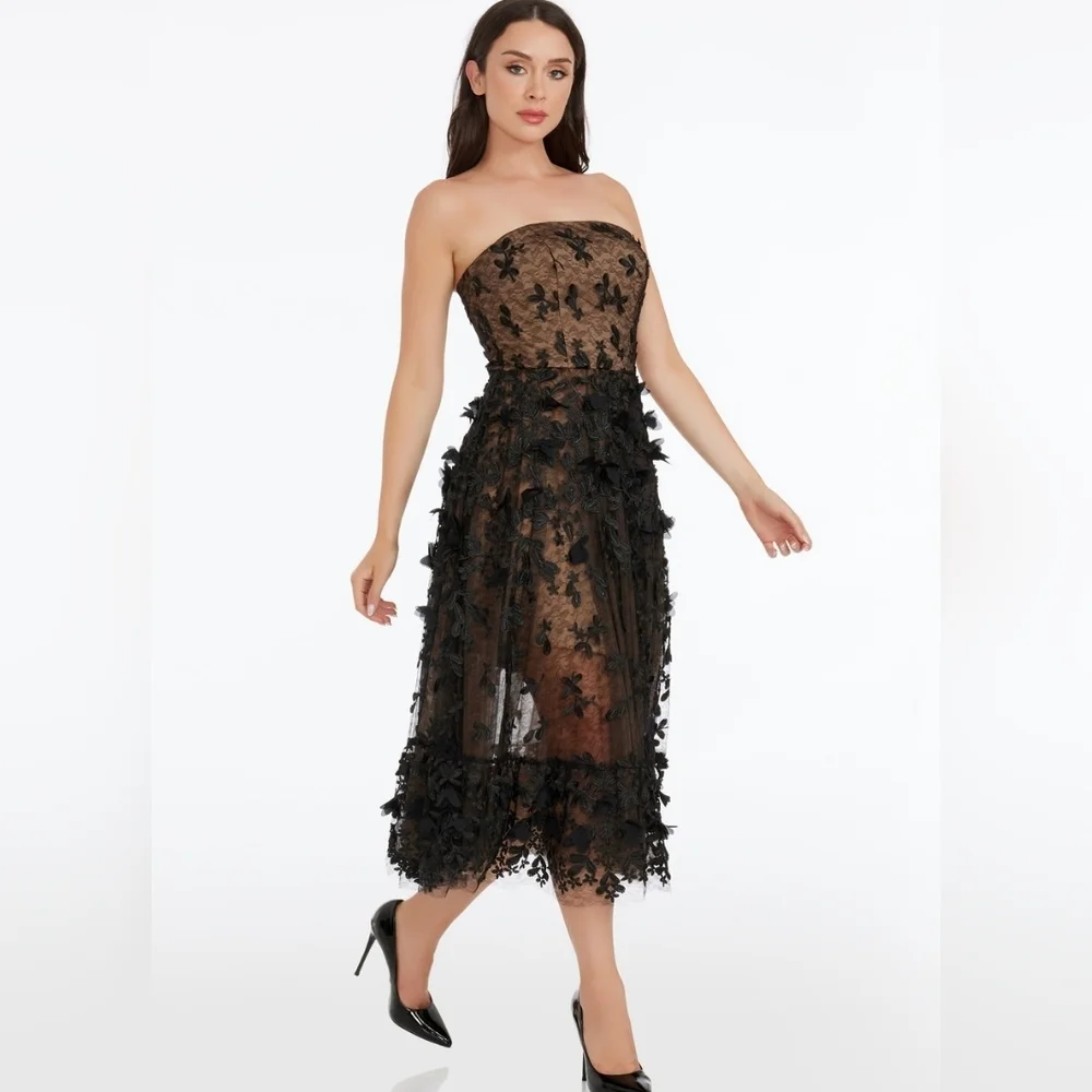 NWT Dress The Population Strapless Cocktail Midi Dress sz L - Picture 5 of 14